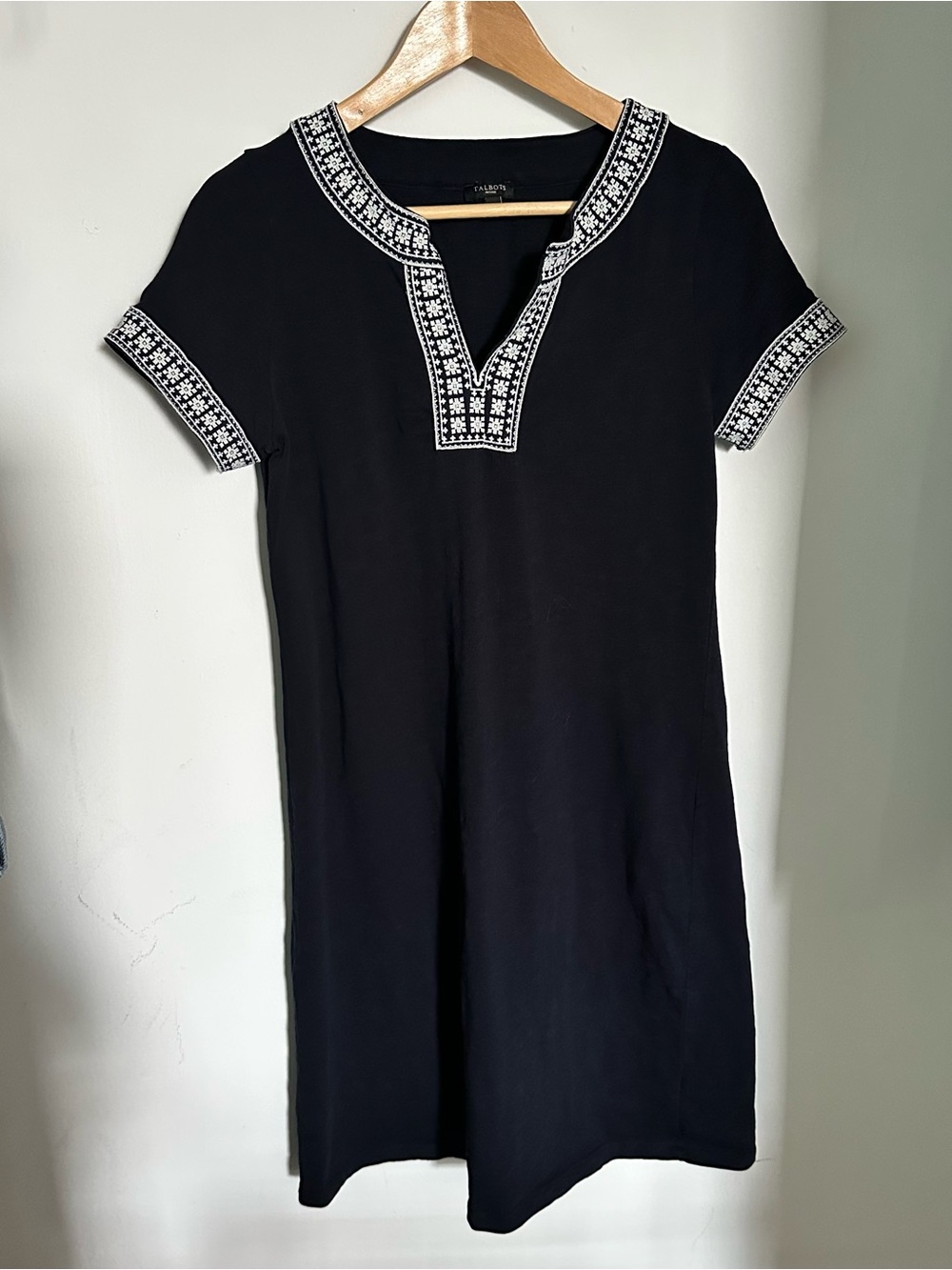 Talbots navy blue 100% cotton dress size M petite